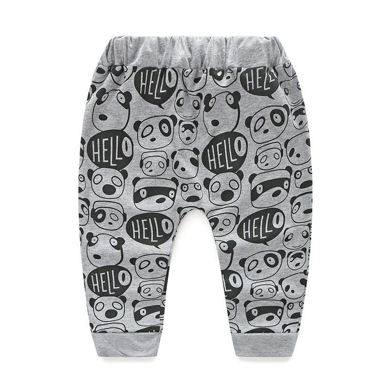 Autumn New Boys Cotton Letter T-shirt Long Sleeve Two-Piece Set