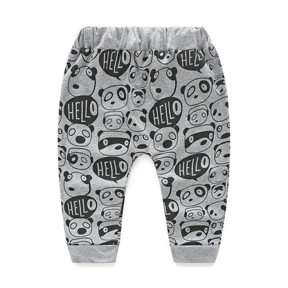 Autumn New Boys Cotton Letter T-shirt Long Sleeve Two-Piece Set