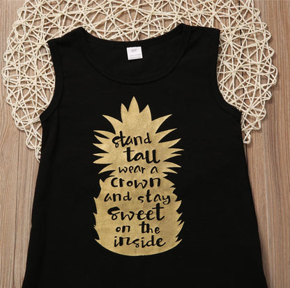 Bronzing Pineapple English Alphabet Fringed Skirt