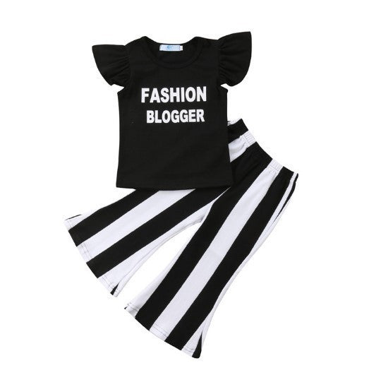 Men's And Women's Crew-Neck Sweatshirts With Printed And Sleeve Flyers, Striped Pants, Cotton-Padded Clothes For Babies