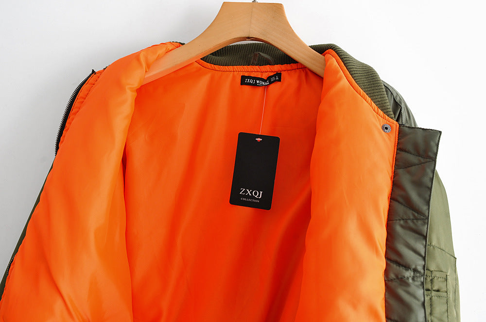 Army Green Jacket Style Cotton Padded Jacket Short Pilot Padded Jacket