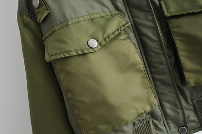 Army Green Jacket Style Cotton Padded Jacket Short Pilot Padded Jacket