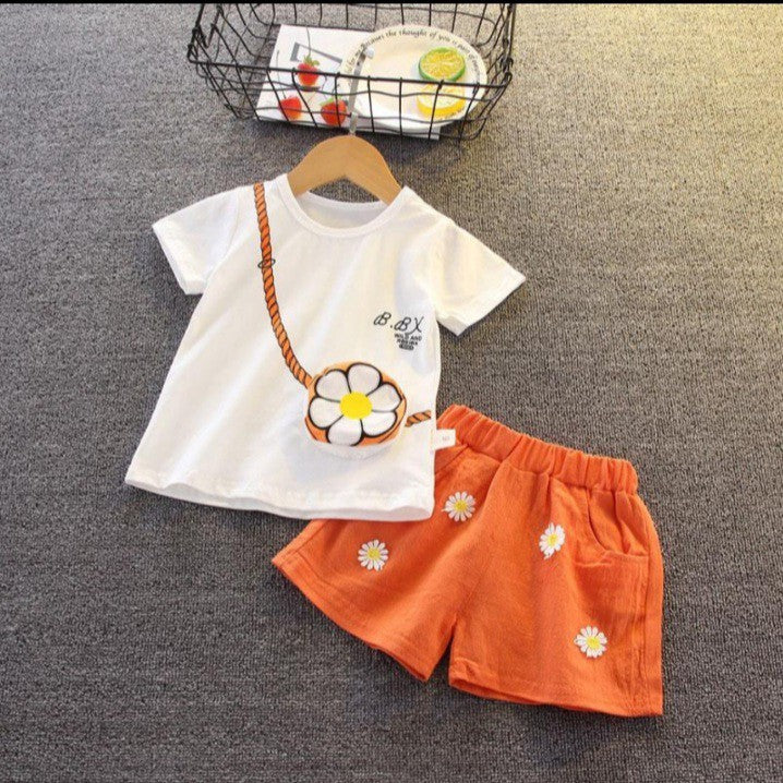 Fashion baby cartoon summer short sleeve suit