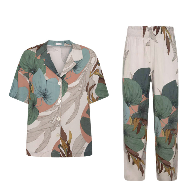 Ladies V-neck Casual Short Sleeve Shorts Set