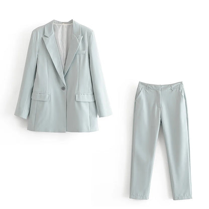Spring Large Version Loose And Thin Mid-Length Candy Color Suit Jacket High Waist Thin Slacks Suit Women
