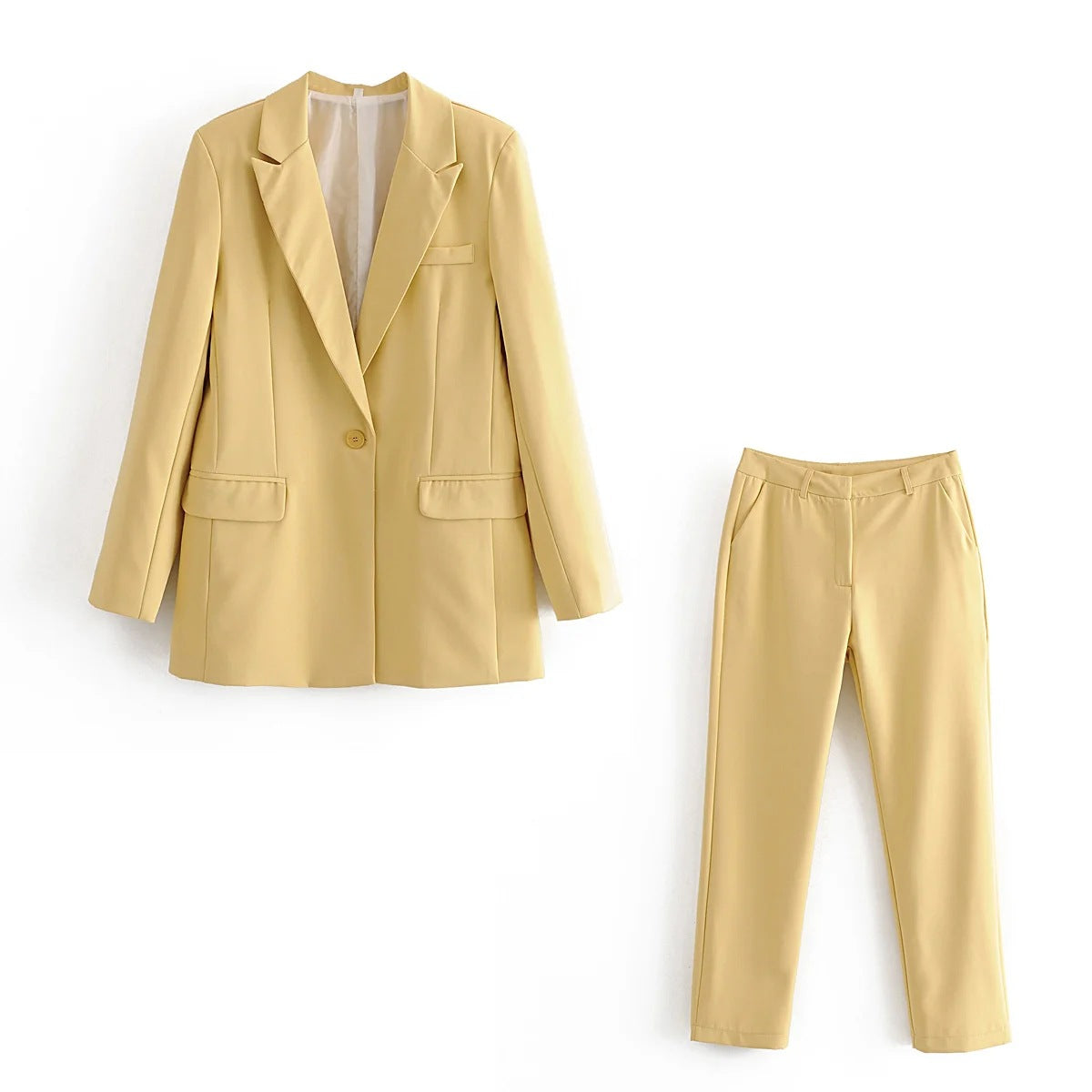 Spring Large Version Loose And Thin Mid-Length Candy Color Suit Jacket High Waist Thin Slacks Suit Women