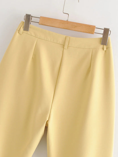 Spring Large Version Loose And Thin Mid-Length Candy Color Suit Jacket High Waist Thin Slacks Suit Women