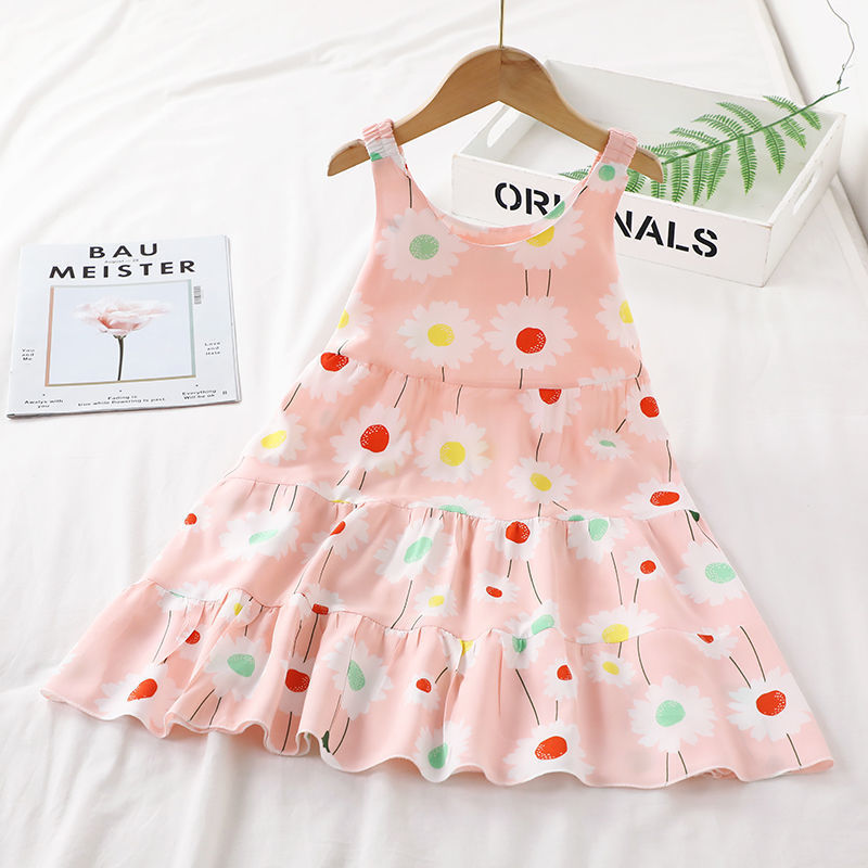 Children'S Summer Dress Girl Baby Princess Suspender Skirt Little Girl'S Dress Cotton Silk Little Girl'S Dress