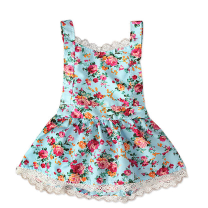 Girls Halter Lace Floral Jumpsuit Romper