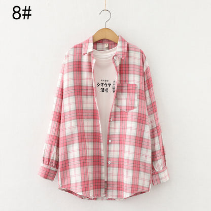 Autumn New Style Ten-Color Plaid Shirt Women'S Long-Sleeved Loose Shirt Jacket