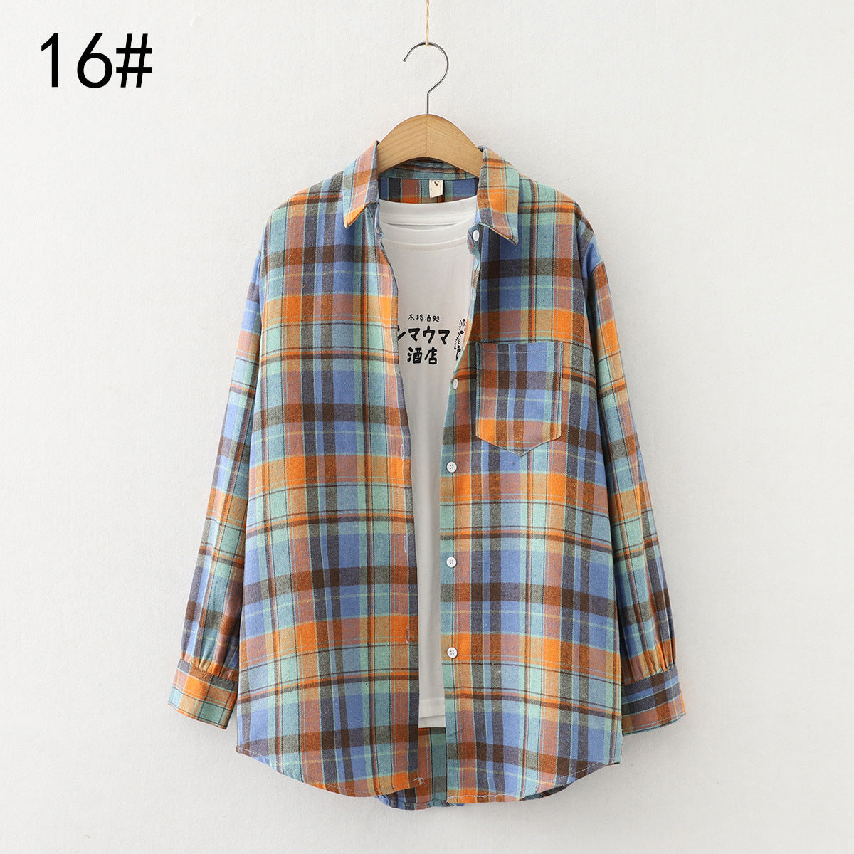 Autumn New Style Ten-Color Plaid Shirt Women'S Long-Sleeved Loose Shirt Jacket