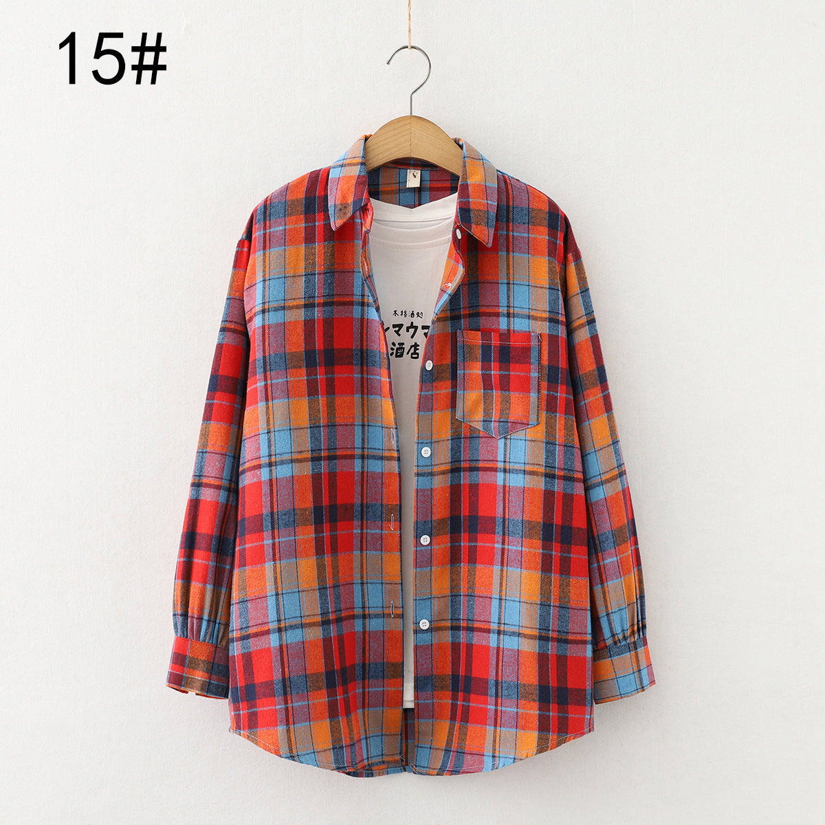 Autumn New Style Ten-Color Plaid Shirt Women'S Long-Sleeved Loose Shirt Jacket