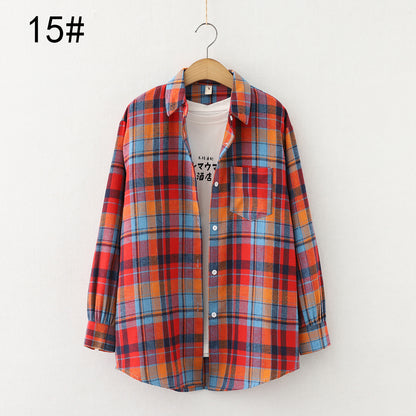 Autumn New Style Ten-Color Plaid Shirt Women'S Long-Sleeved Loose Shirt Jacket