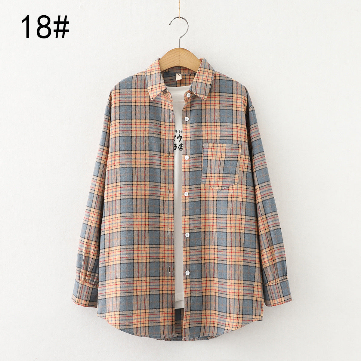 Autumn New Style Ten-Color Plaid Shirt Women'S Long-Sleeved Loose Shirt Jacket