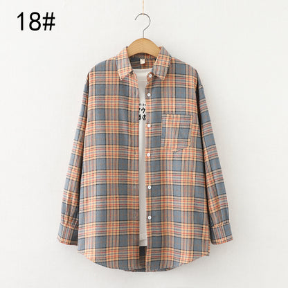Autumn New Style Ten-Color Plaid Shirt Women'S Long-Sleeved Loose Shirt Jacket