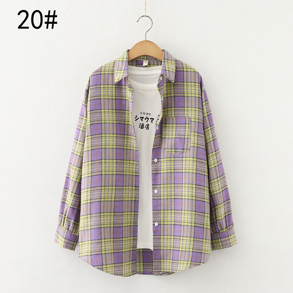 Autumn New Style Ten-Color Plaid Shirt Women'S Long-Sleeved Loose Shirt Jacket