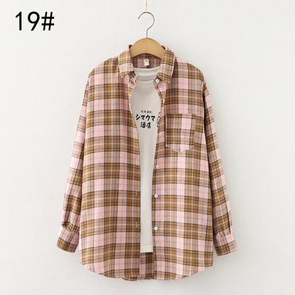 Autumn New Style Ten-Color Plaid Shirt Women'S Long-Sleeved Loose Shirt Jacket