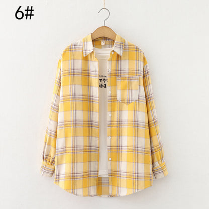 Autumn New Style Ten-Color Plaid Shirt Women'S Long-Sleeved Loose Shirt Jacket