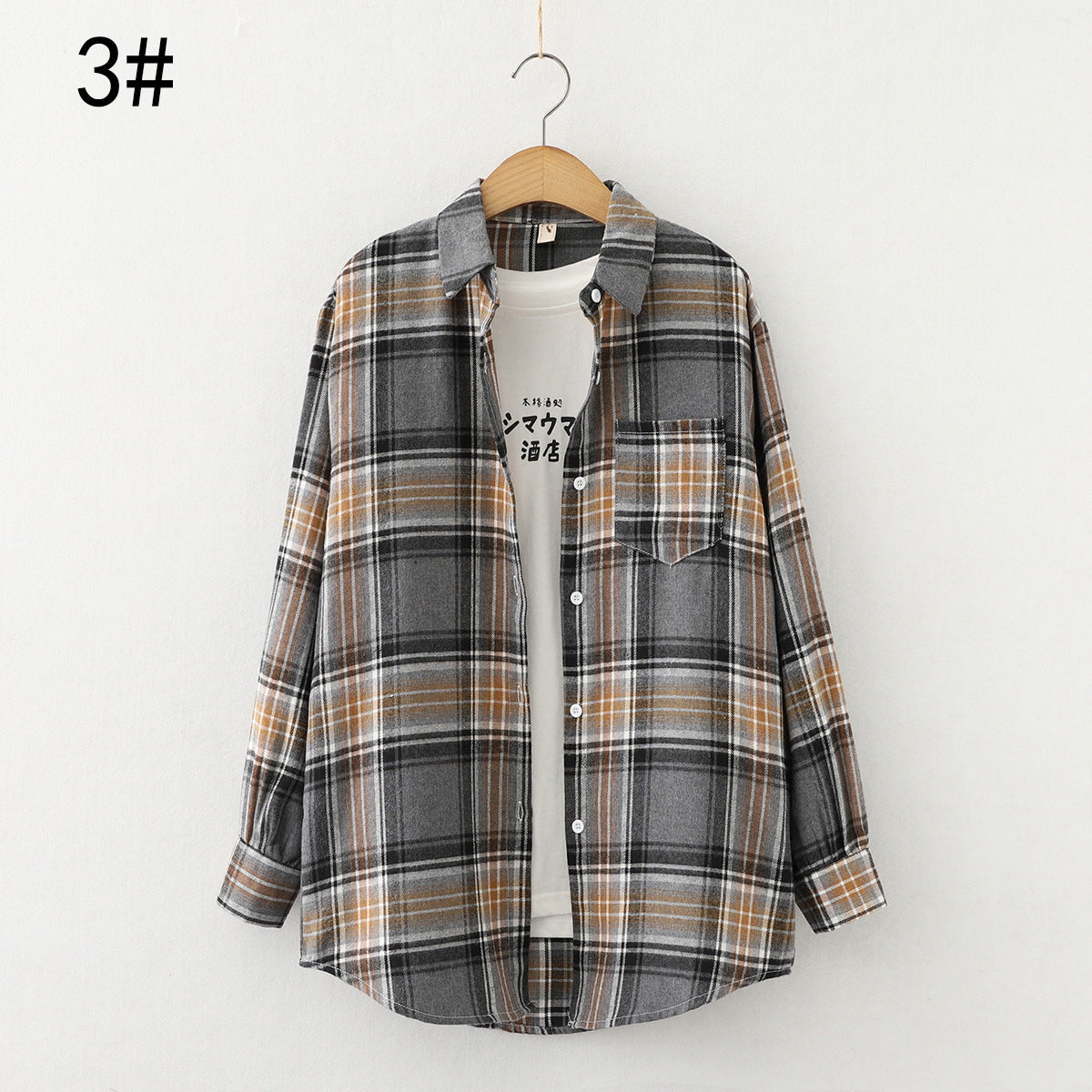 Autumn New Style Ten-Color Plaid Shirt Women'S Long-Sleeved Loose Shirt Jacket