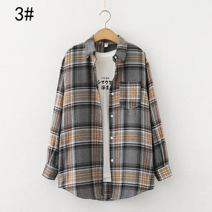 Autumn New Style Ten-Color Plaid Shirt Women'S Long-Sleeved Loose Shirt Jacket