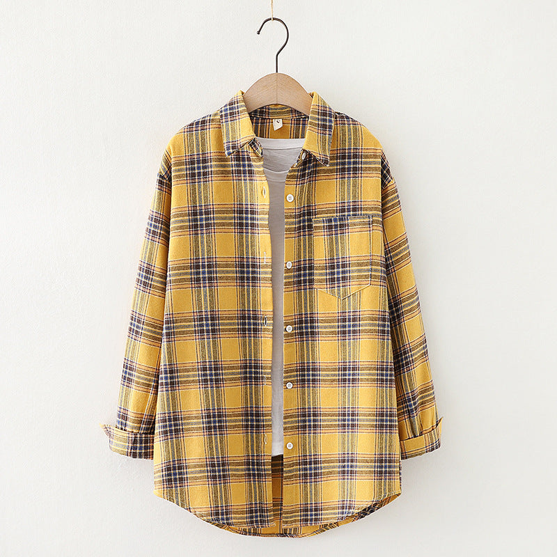 Autumn New Style Ten-Color Plaid Shirt Women'S Long-Sleeved Loose Shirt Jacket