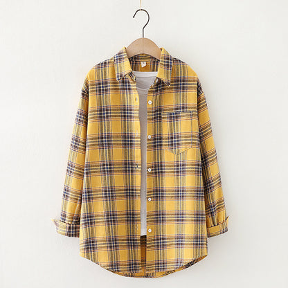 Autumn New Style Ten-Color Plaid Shirt Women'S Long-Sleeved Loose Shirt Jacket