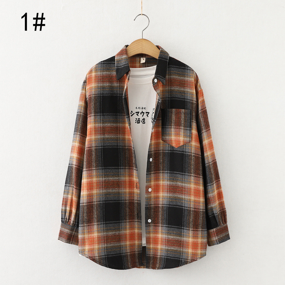 Autumn New Style Ten-Color Plaid Shirt Women'S Long-Sleeved Loose Shirt Jacket