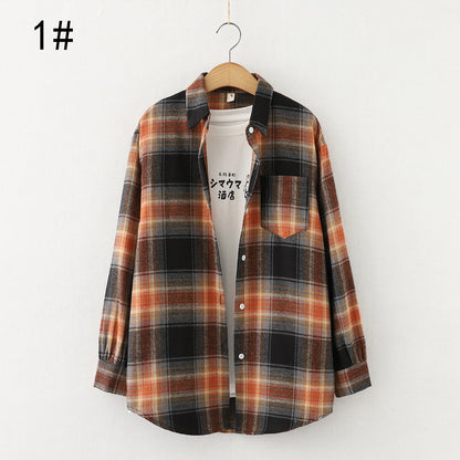 Autumn New Style Ten-Color Plaid Shirt Women'S Long-Sleeved Loose Shirt Jacket