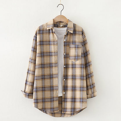 Autumn New Style Ten-Color Plaid Shirt Women'S Long-Sleeved Loose Shirt Jacket