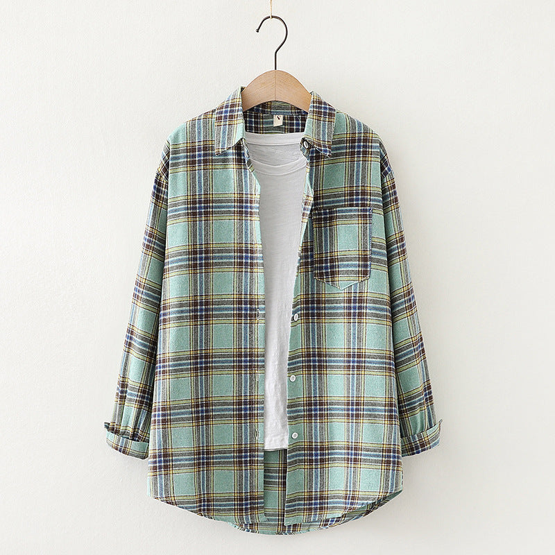 Autumn New Style Ten-Color Plaid Shirt Women'S Long-Sleeved Loose Shirt Jacket