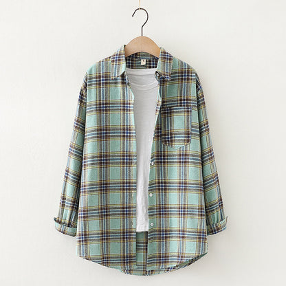 Autumn New Style Ten-Color Plaid Shirt Women'S Long-Sleeved Loose Shirt Jacket