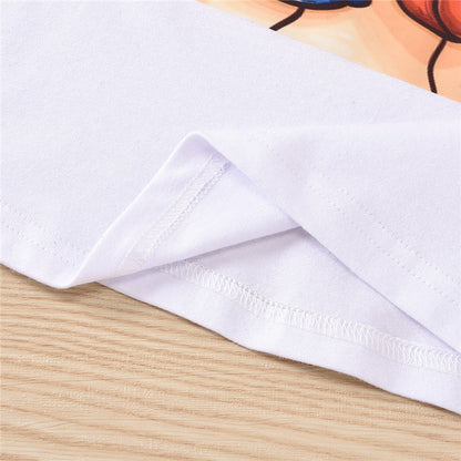 Transparent Organza Hooded Jacket And Cute Cartoon Print Skirt Suit