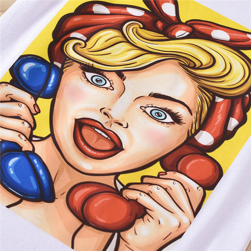 Transparent Organza Hooded Jacket And Cute Cartoon Print Skirt Suit