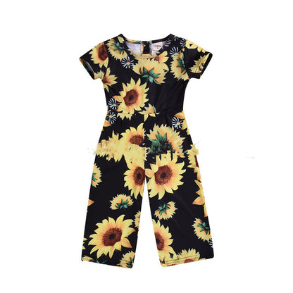 Jumpsuit Sunflower Print Cute Jumpsuit