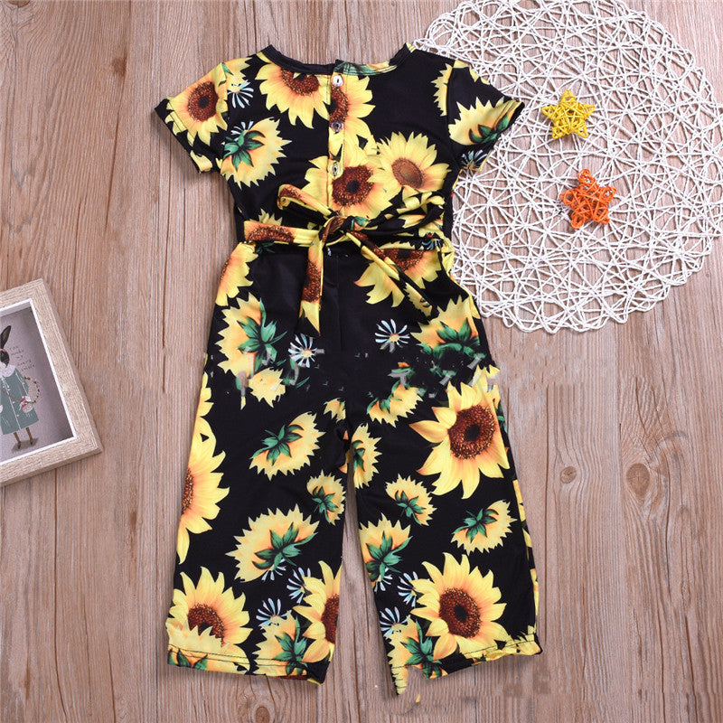 Jumpsuit Sunflower Print Cute Jumpsuit