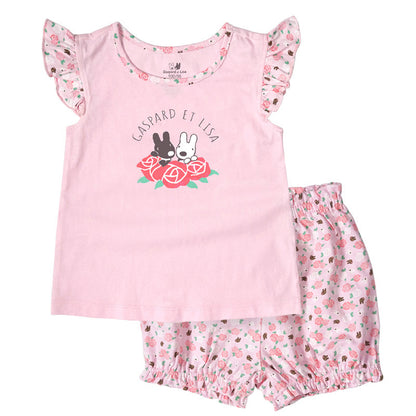 Presale Casper And Lisa Girl Girl Baby Baby Summer Set Cotton Short Sleeve Pants Two Piece Set