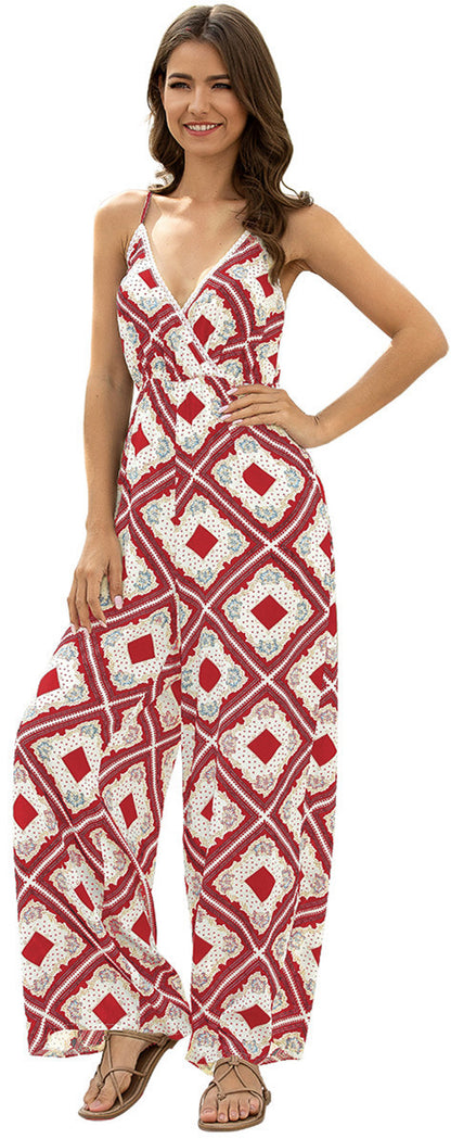 Fashion Women's Summer Jumpsuit Halter Women's Beachwear Wide-leg One-piece