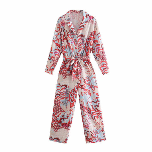 Spring And Summer New Casual Women's Printed Jumpsuit