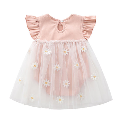 Baby Bag Fart Skirt Small Daisy Mesh Stitching Dress