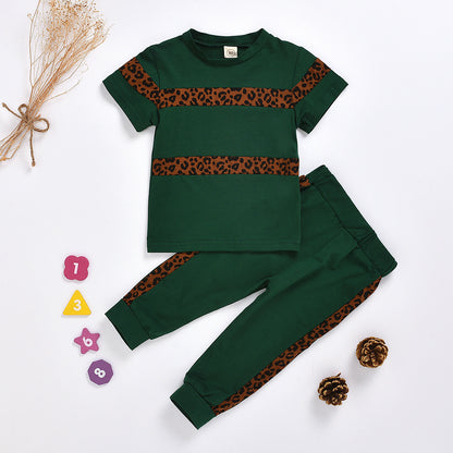 Leopard print trousers two-piece suit