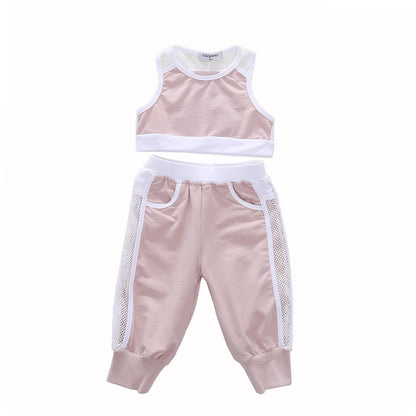 Hot Girls Cotton Sports Mesh Vest Pure Color Knitted Elastic