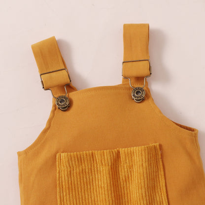 Girls Pit Strip Print Suspender Skirt Suit