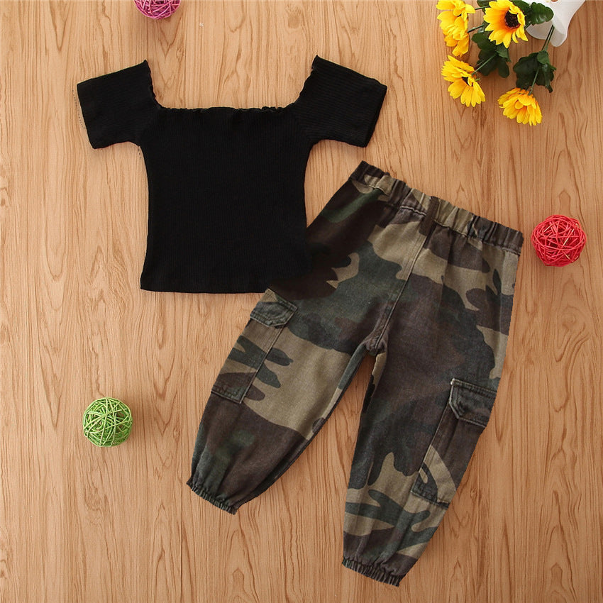Girls camouflage overalls suit