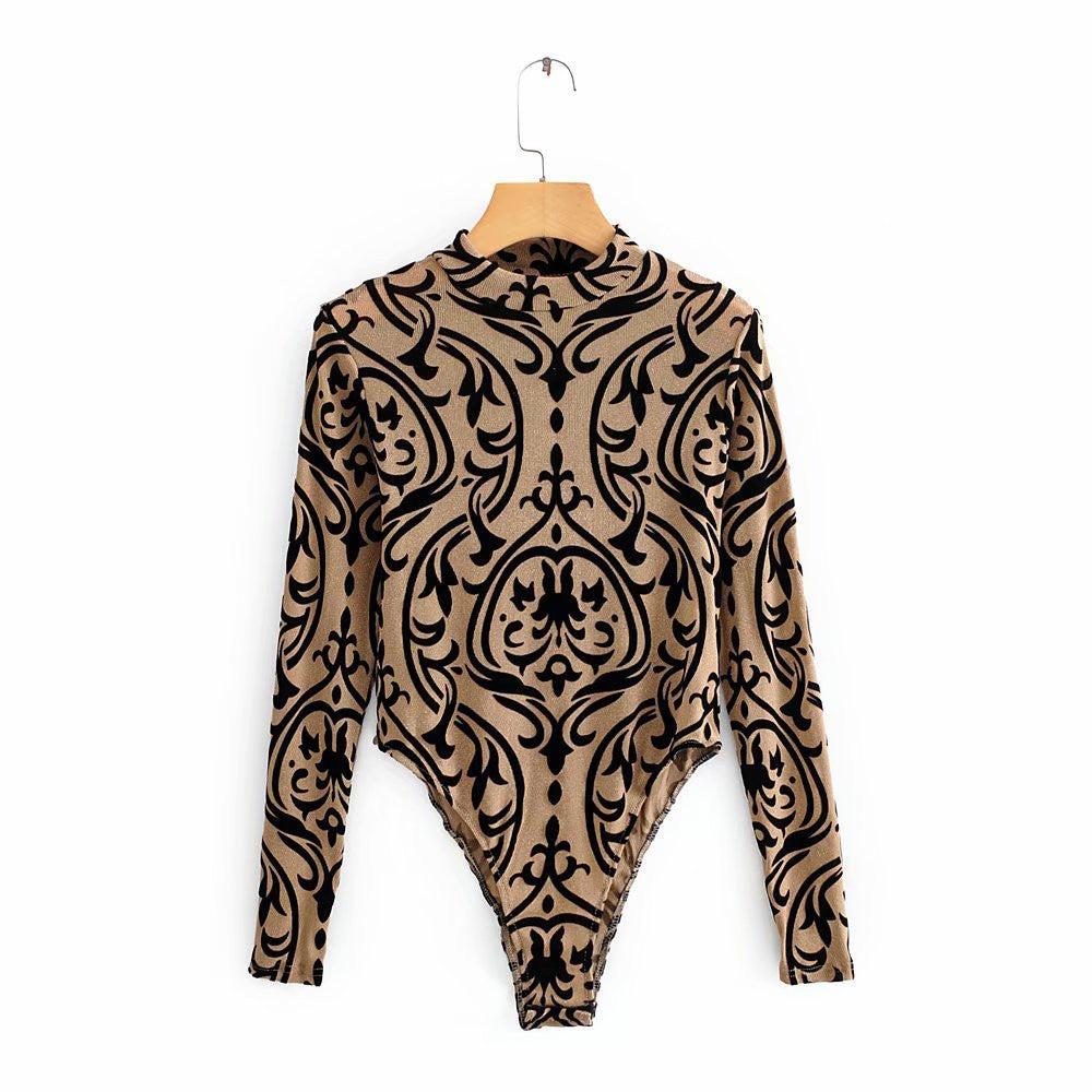 New sexy stand collar gold mesh bodysuit