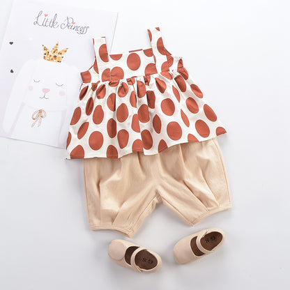 Children's suit polka dot top Korean style pants