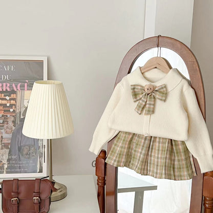 Girl's Sweater Princess Dress Two-piece JK Suit