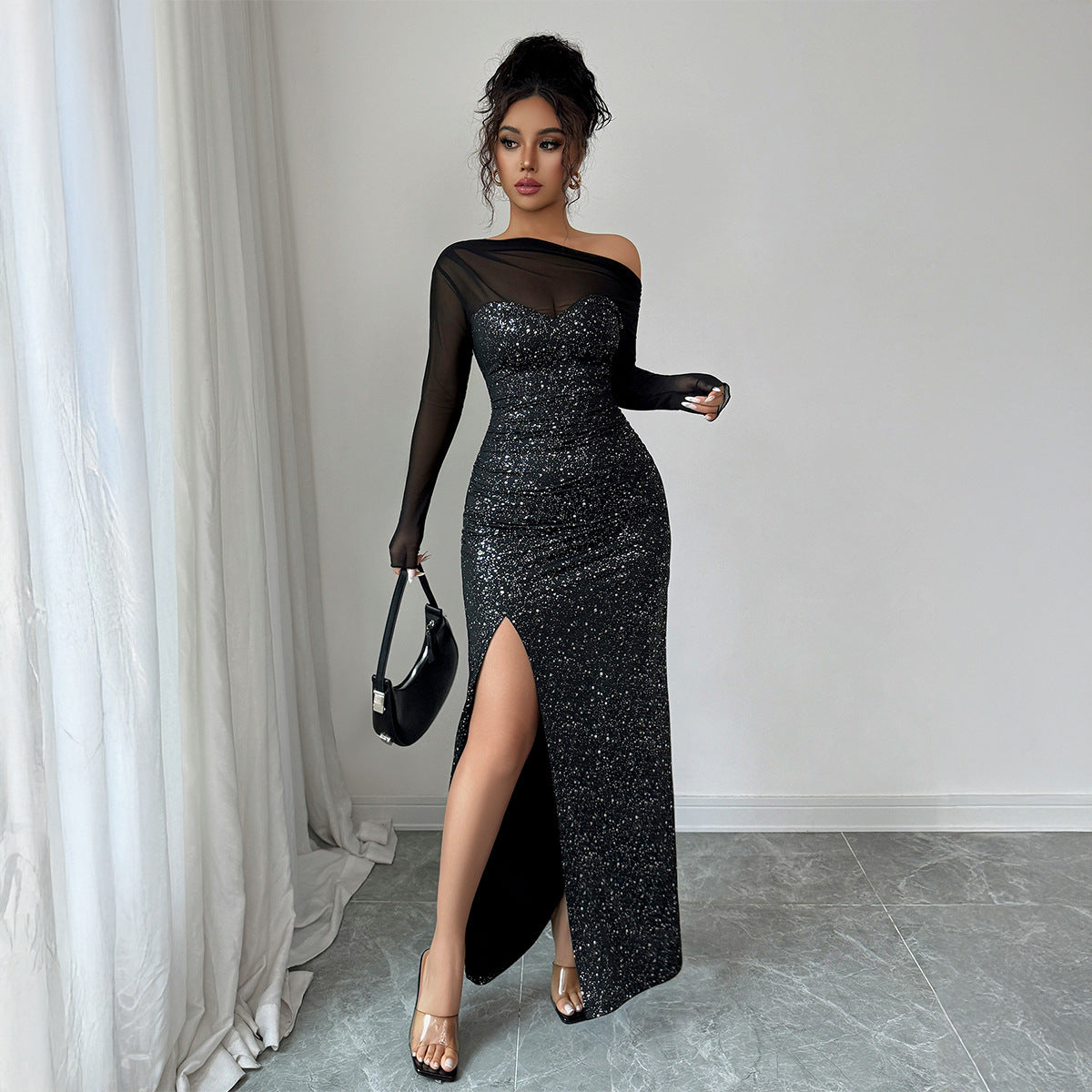Elegant Graceful Style Tube Top Long Sleeve Dress Dress Women's Clothing