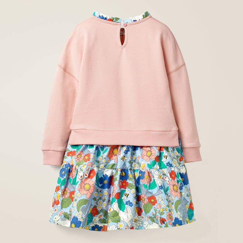 Striped long-sleeved children's skirt dress