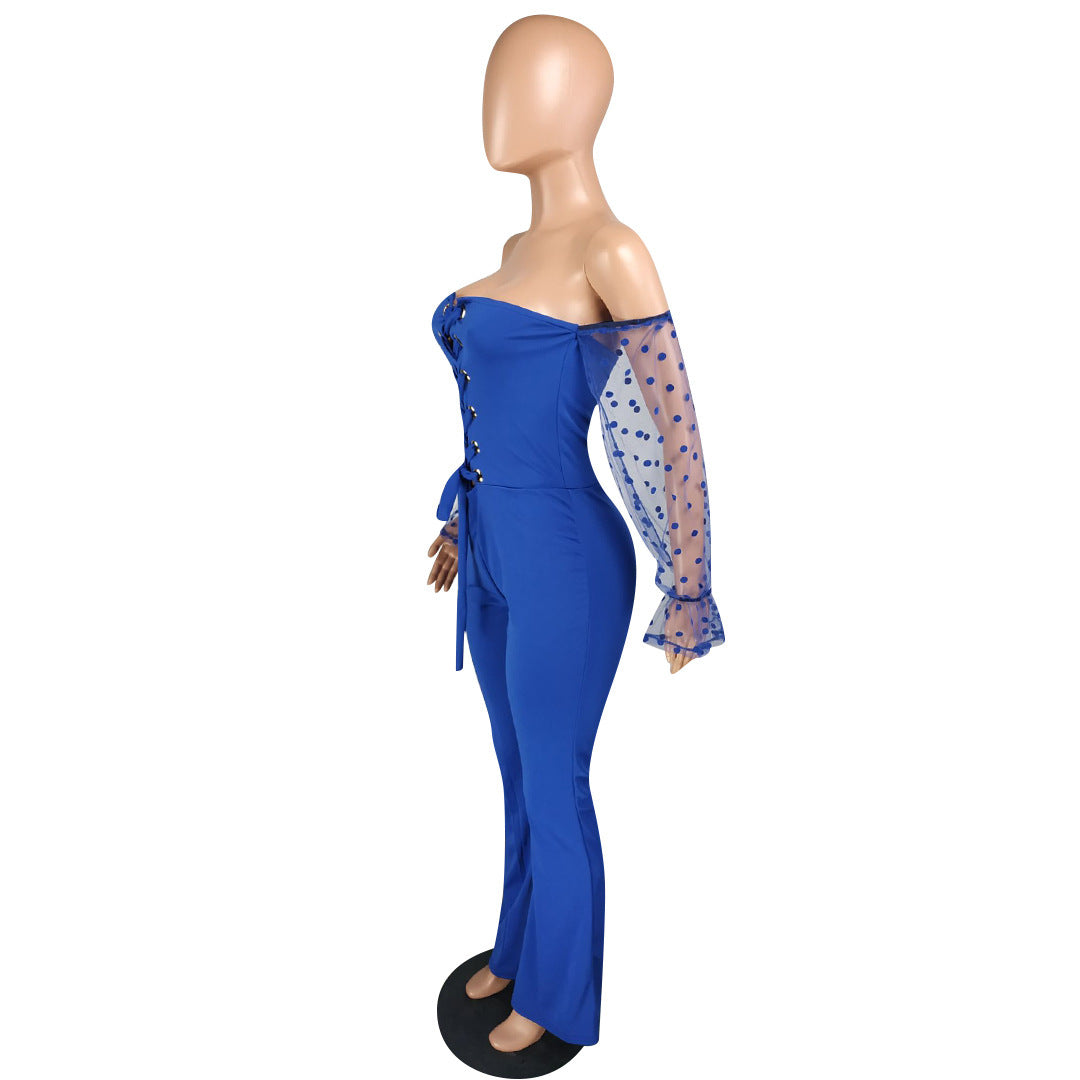 Hollow wide-leg casual jumpsuit