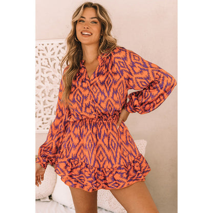 Personalized Design Sense Printed Waist-controlled Jumpsuit Women's Summer New Ruffled